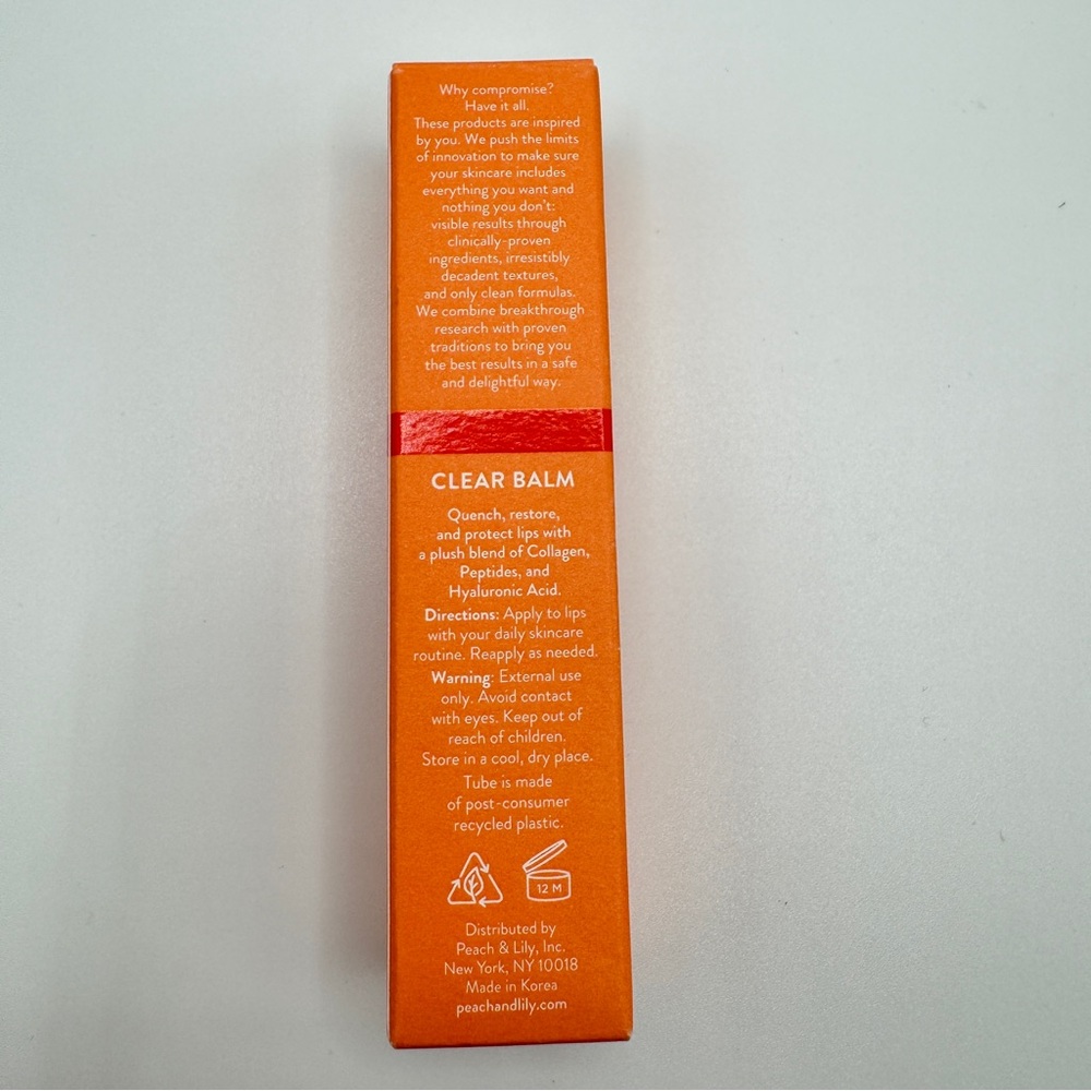 Peach & Lily Collagen Cushion Peptide Lip Balm CLEAR Full Size .4oz Lip Gloss - Picture 3 of 7